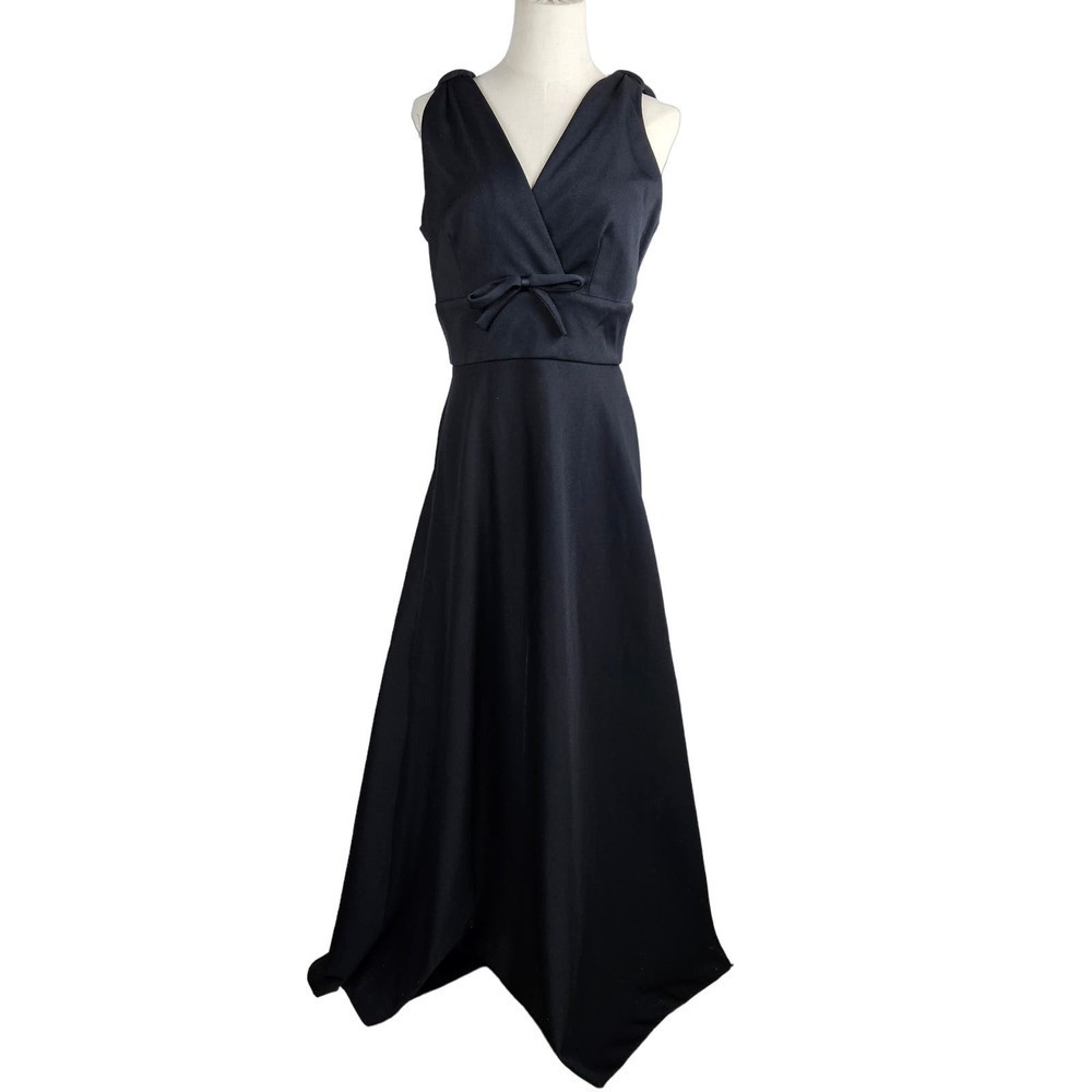 Vintage 70s Butte Knit‎ Sleeveless Maxi Dress 14 8 10 Black Gown